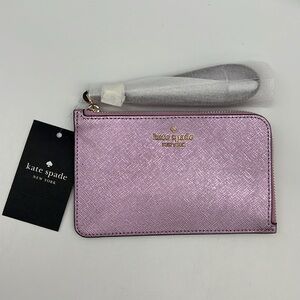 Kate Spade Lucy Metallic Small L-zip Wristlet Quartz Pink
